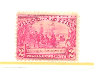U.S. #329 The 1907 Jamestown Expo 2 Cent MNH C.V. $85.00 - Picture 1 of 2