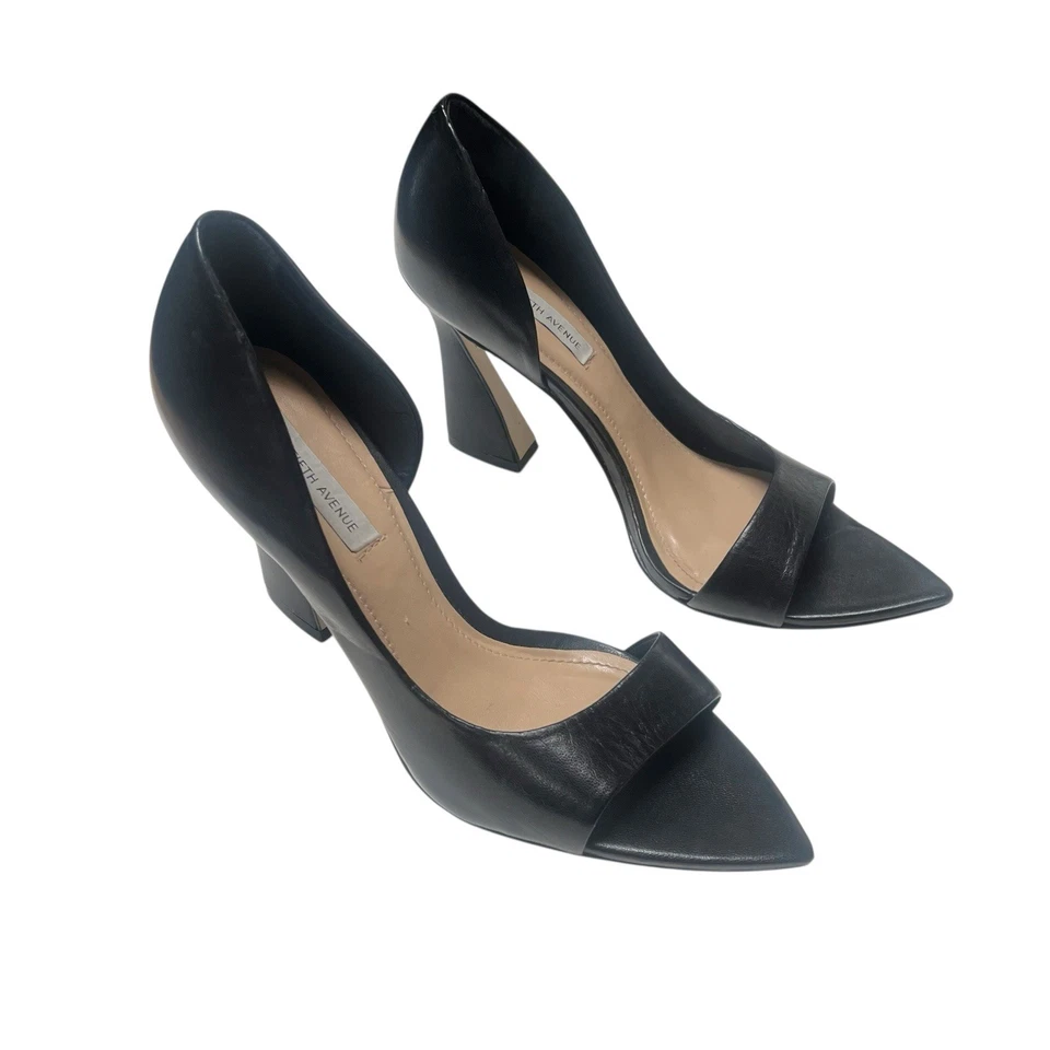 Zapatos de salón Saks 5th Avenue para mujer D’orsay de cuero negros talla 8 tacón ancho punta puntiaguda Foto 1 de 4