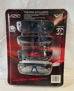 Set of 4 Vizio Theater 3D Glasses & Microfiber Bags For Movie Theaters, Home TV - Afbeelding 1 van 23