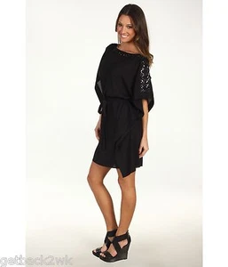 NUEVO* Traje de Baño Badgley Mischka Damas S Cubrimiento Bikini NEGRO CON CUENTAS $156 Venta al por menor - Imagen 1 de 4