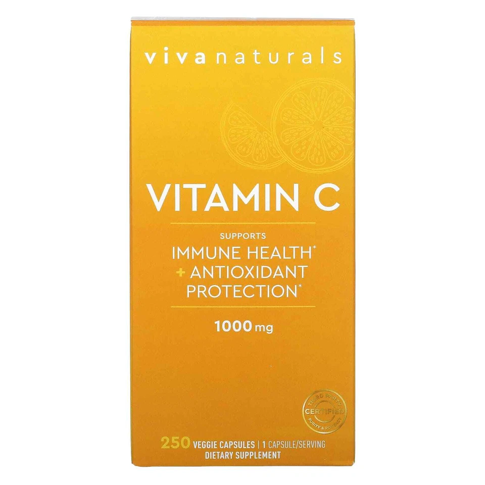 2 X Viva Naturals, Vitamina C, 1000 mg, 250 Cápsulas Vegetarianas Foto 1 de 3