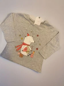 Next Baby Christmas Long Sleeve Grey T-Shirt Brand New Size Age 12-18 Months - Picture 1 of 1