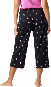 Hue Women's Sleepwell Printed Knit Capri Pajama Pant Black Size L 6614 - Picture 1 of 3