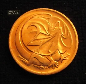 AUSTRALIA, ELIZABETH II, 2 CENTS 1980, FRILL-NECKED LIZARD, UNCIRCULATED. - Picture 1 of 2
