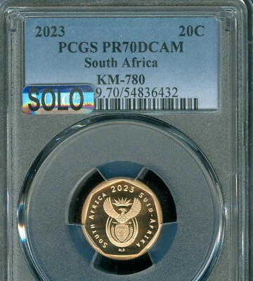 2023 SOUTH AFRICA 20 CENTS PCGS PR70 DCAM MAC SOLO FINEST SPOTLESS 1,000 MINTED - Image 1 of 2
