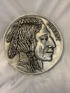 Rare Vintage Large Aluminum Indian Head Liberty Buffalo Nickel Wall Hanging 12” - Picture 1 of 5