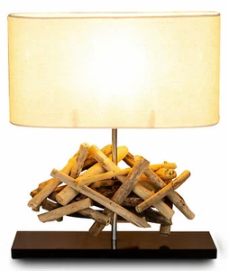 Tischlampe Höhe 42cm Treibholz Tischleuchte Holz Lampe Teakholz Deko Tischdeko - Bild 1 von 6
