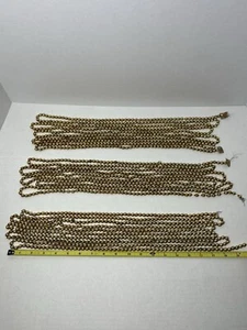 VTG Gold Mercury Glass Bead Garland 3 Strands 3/8" or 1/4” Japan 324" 27 Feet - Picture 1 of 15