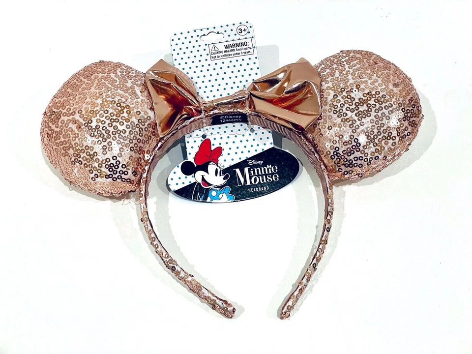 GIRLS DISNEY MINNIE MOUSE SEQUINS EARS HEADBAND ROSE GOLD - Image 1 of 1