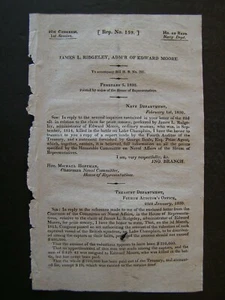 Government Report 1830 Edward Moore Seaman Killed in Battle on Lake Champlain - Picture 1 of 1
