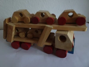 Kinder Spielzeug Holz Autotransporter LKW - Bild 1 von 8