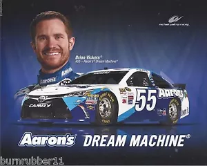 2015 BRIAN VICKERS "AARON'S DREAM MACHINE" #55 NASCAR SPRINT CUP POSTCARD - Picture 1 of 1