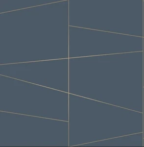 UW24789 Fairmont Deco Fracture Wallpaper in Blue Colors with Gold Ink Details - Picture 1 of 3