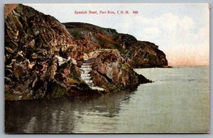 Postcard Port Erin Isle of Man c1910s Spanish Head Steps to Water Cliffs Rocks - Picture 1 of 2