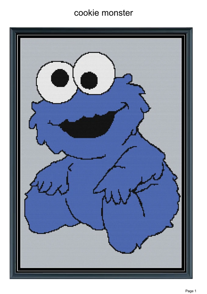 Cookie monster kids blanket pattern,45x50", written and graph pattern included - Image 1 of 1
