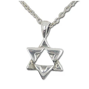 925 Sterling Silver Star of David Pendant Triangular Center Cut Out Design 0.5"H - Picture 1 of 2