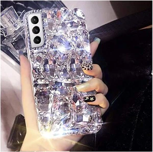 Women Bling Diamond 3D Sparkle Crystal Clear Stones Back Phone Case For Nokia/LG - Picture 1 of 5