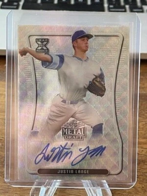 JUSTIN LANGE 2020 LEAF METAL DRAFT SILVER WAVE AUTOGRAPH - Image 1 of 2