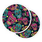 2x Vinyl Stickers Teal & Pink Flowery Sugar Skull Pattern Halloween #170890