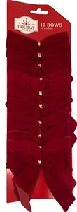 Holiday Time 10pc Red Velvet Bows Christmas Tree Decor 4" #XBB - Picture 1 of 1