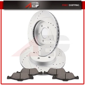 Rotores de disco de freno delanteros y pastillas de cerámica para Ford Escape Hybrid 08-12 perforados - Imagen 1 de 10