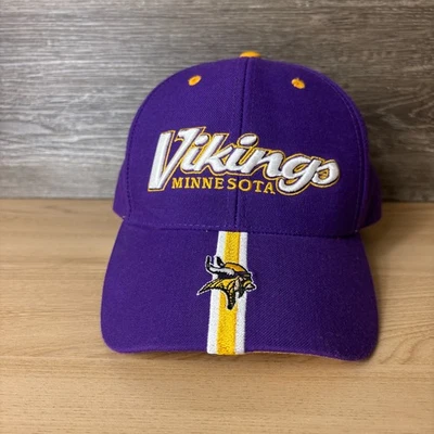 Vintage Minnesota Vikings Hat Strap Back Purple Yellow NFL Football Spell Out - Image 1 of 4