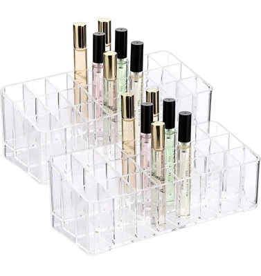 2 Pack Organizer, 24 Spaces Clear Acrylic Storage Case - Image 1 of 4