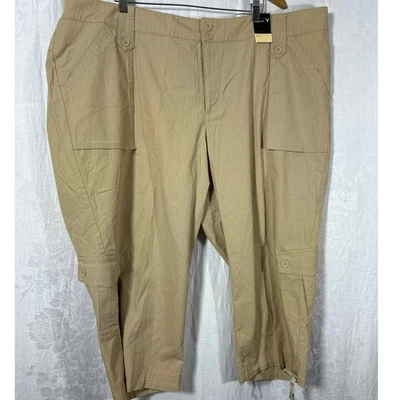 Venezia Cargo Capri Pants Plus 28 Tan NEW Rip Stop Stretch - Image 1 of 4