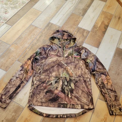 EHG Elite Hunting Hoodie Mens M Camo Concealment Fleece Lined Mossy Oak Hoodie - Image 1 of 4