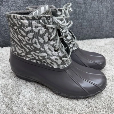 Sperry Top-Sider Women's Saltwater Jacquard Leopard Duck Boots STS87899 size 8.5 - Image 1 of 4