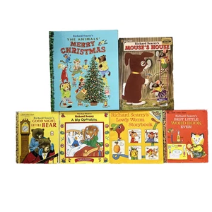 Richard Scarry Children’s Book Lot of 6 Cars Trucks Best Word Book VTG Kids HC - Picture 1 of 6