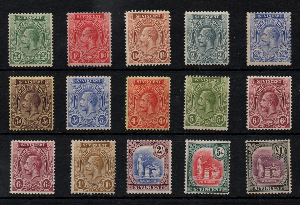 Juego St Vincent 1921-32 KGV fino como nuevo MH SG131-141 WS44102 Foto 1 de 1