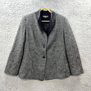 Vintage Blooms Womens Jacket Size 12 Black White Tweed Long Sleeve Collared - Picture 1 of 14