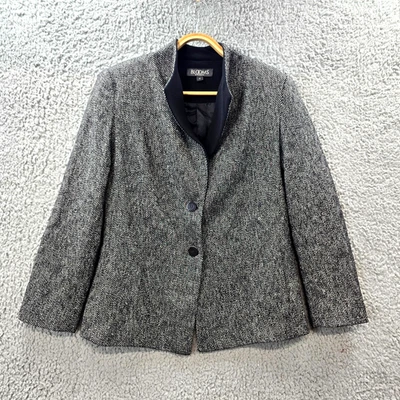 Vintage Blooms Womens Jacket Size 12 Black White Tweed Long Sleeve Collared - Image 1 of 4
