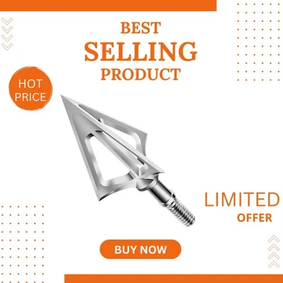 100 cabezas anchas de caza de granos - Paquete de 6 puntas de tiro con arco de hoja fija de alta precisión Foto 1 de 4