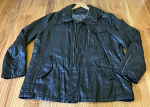 John Varvatos Herren Leinen Full Zip/Druckknopf schwarz Harz beschichtet Jacke Gr. 58 - Bild 1 von 20
