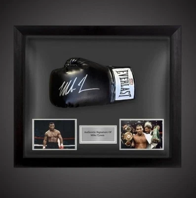 Framed Mike Tyson Hand Signed Black Everlast Boxing Glove With COA £350 - Image 1 of 4
