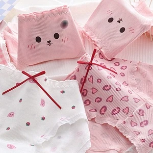 Delightful Cotton Underwear with Cartoon Bear for Women Triangle Style - Picture 1 of 15
