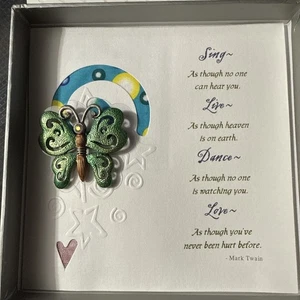 Brosche Schmetterling Metall mit Kristallen in Box mit Wunschkarte - Bild 1 von 2
