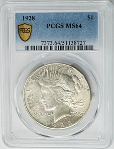 Dólar de plata Peace 1928 $ MS64 PCGS 950737-28 - Imagen 1 de 5