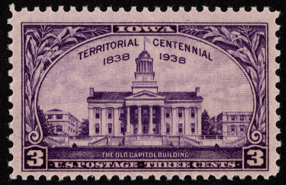 US Stamp Scott # 838 Mint NH F-VF 3 Cents Violet Iowa Territory Centennial Issue - Image 1 of 1