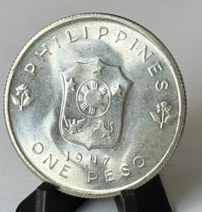 1947 S Philippines Peso KM# 185, Silver, UNC Mac Arthur - Picture 1 of 6