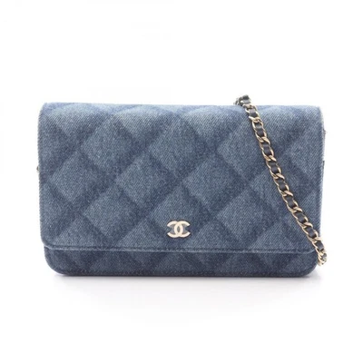Bolsa de ombro CHANEL Matelasse corrente tiracolo denim azul marinho usada feminina GHW - Imagem 1 de 4