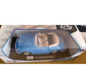 Maisto Porsche 356B Cabriolet 1961 Blue Diecast Model Car 1:18 - Picture 1 of 2