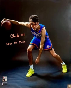 CHET HOLMGREN SIGNED Autographed 16x20 OKC THUNDER PHOTO #2 PICK BECKETT WITNESS - Picture 1 of 7