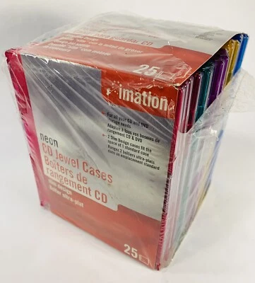 Imation 25 Pack Slim Design Neon CD/DVD Jewel Cases  - Image 1 of 4