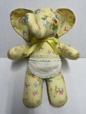 Vintage Handmade Yellow Elephant 19” Decorative Plush Apron Birds Cottagecore