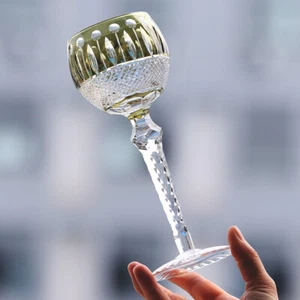 Copa de vino de lujo hecha a mano de colores para copas de fiesta color verde militar - Imagen 1 de 8