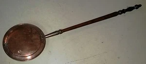  Hand-Made Copper Bed Warmer 45" long Pan 11" diameter 1800's - Picture 1 of 11