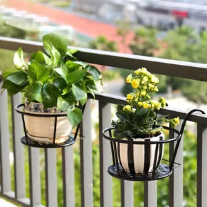 2 PCS Wall Hanging Flower Stand Pot Hanger Balcony Flowerpot Stands - Picture 1 of 12